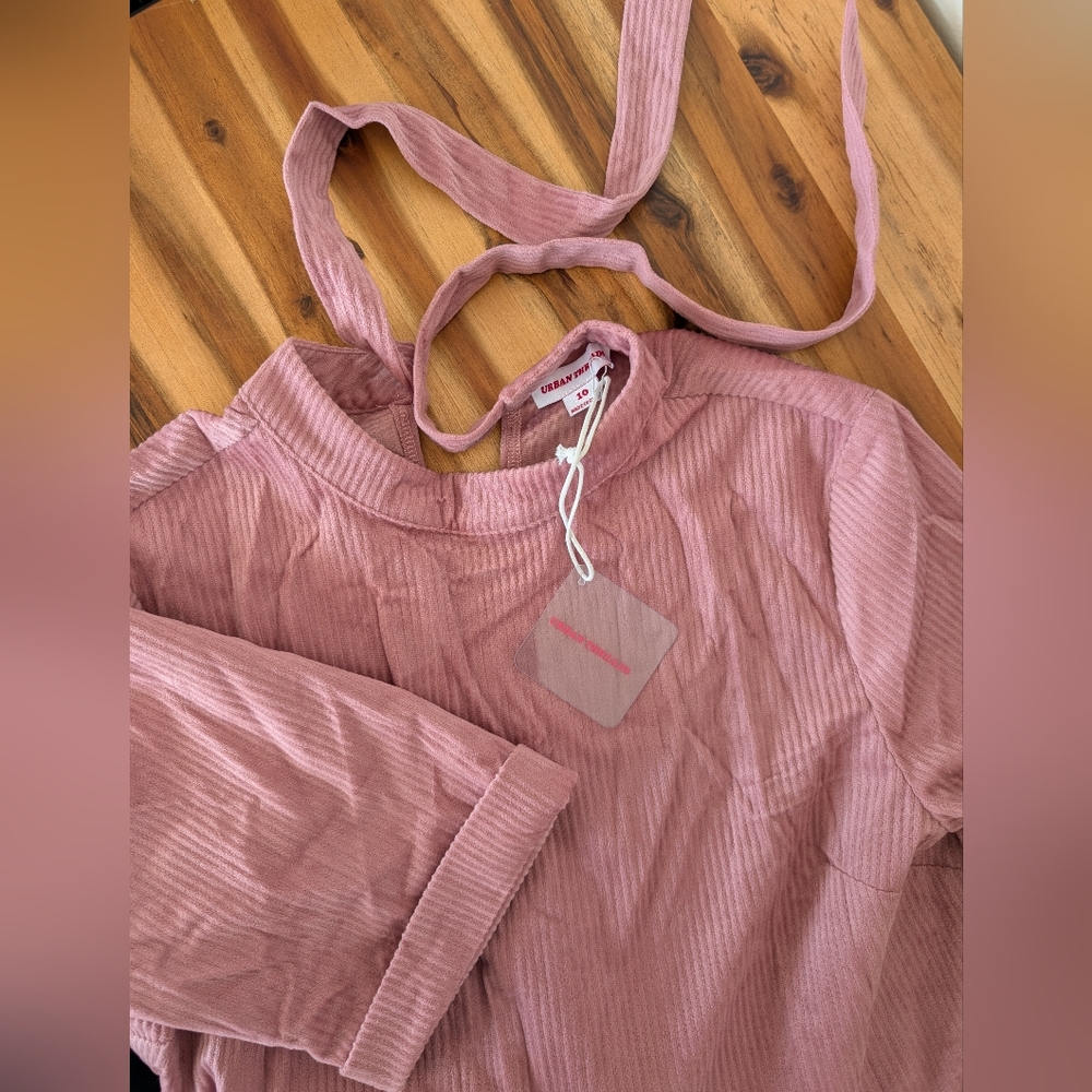 Elegant Mauve Ribbed Mini Dress